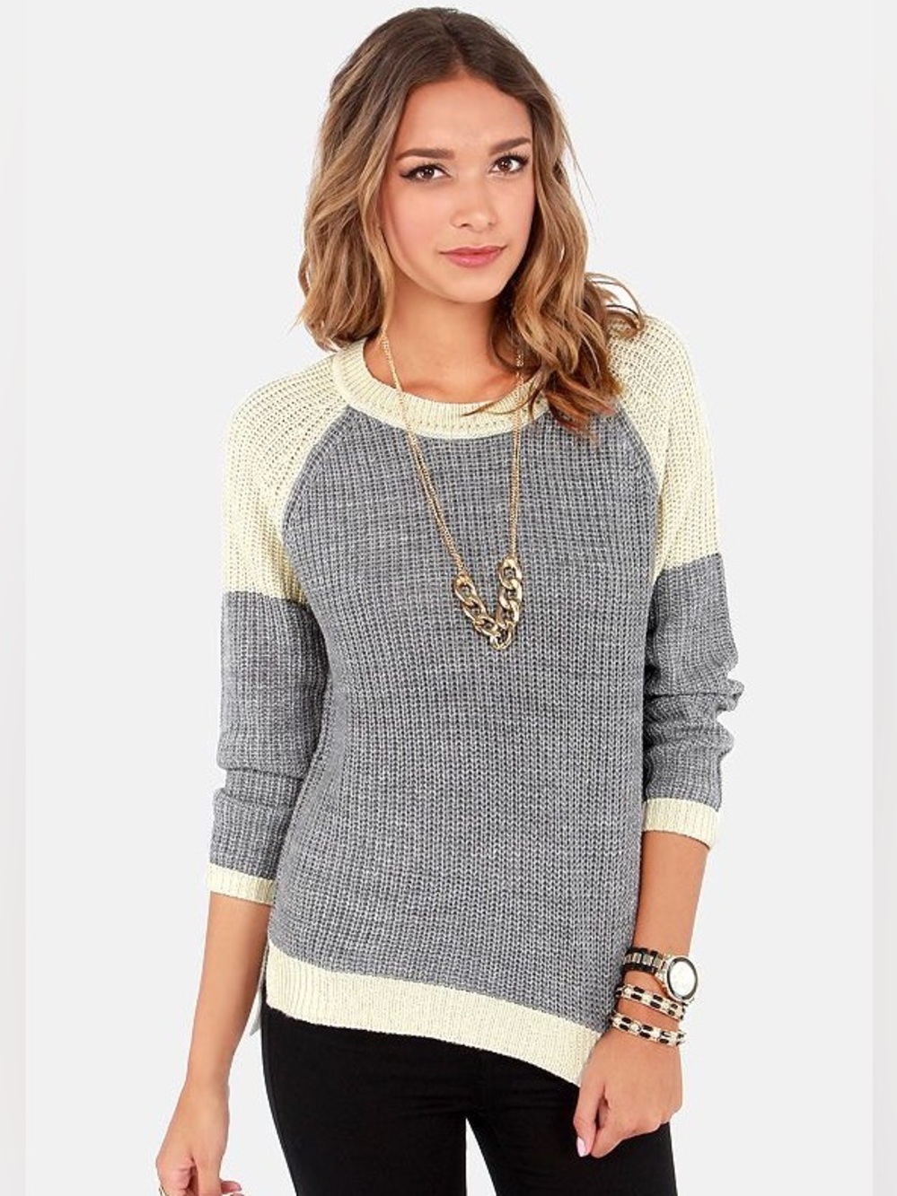RD Style Stitch Fix Women’s Size Large Wilkes Colorblocked Raglan Sweater Gray